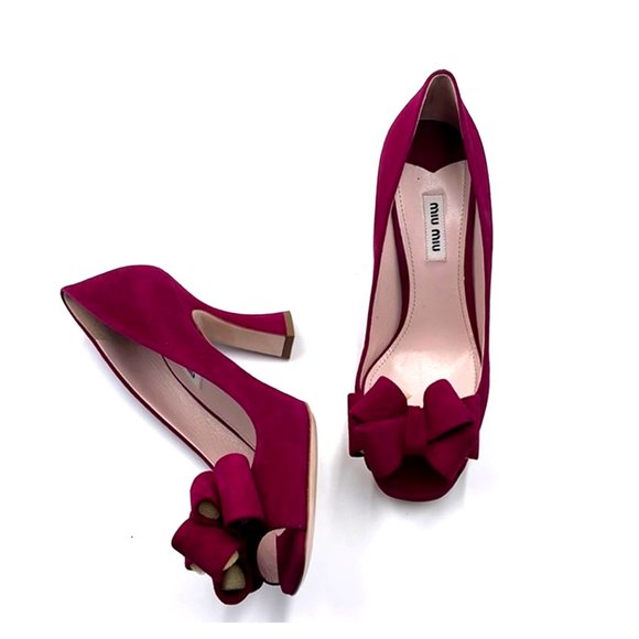 Miu Miu Shoes - MIU MIU Bouganville Luxury Suede Deep Fushcia Open Toe Heel